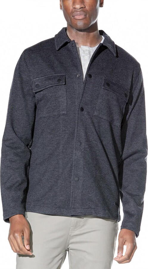 Civil Society Ridley Knit Shirt Jacket In Heather Dark Charcoal