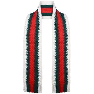 Gucci GUCCIIvory Wool Knitted Scarf