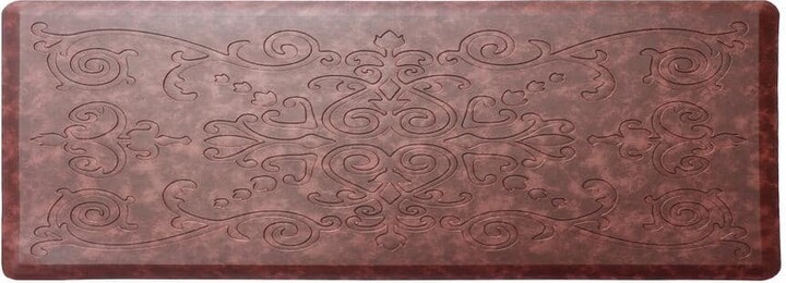 J&V Textiles Cloud Comfort Burgundy 17 in. x 60 in. Medallion Embossed Anti-Fatigue Mat