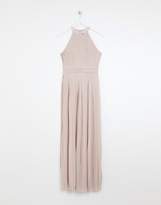 Thumbnail for your product : TFNC bridesmaid exclusive high neck pleated maxi dress in taupe