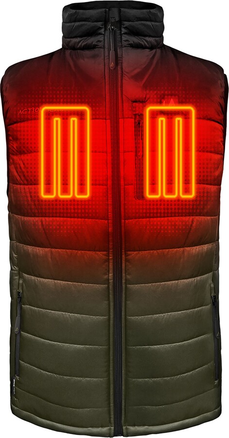 ActionHeat Men's 5V Pocono Insulated Puffer Heated Vest, Small, black/olive green