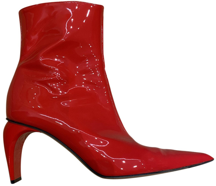 patent leather boots red