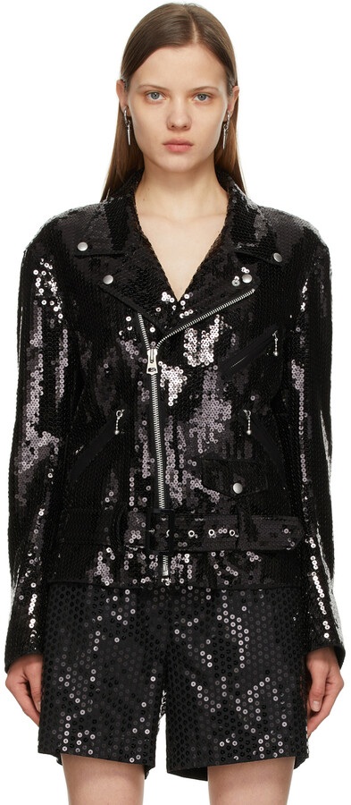 black sequin biker jacket