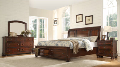 Wildon Home Baltimore Queen 4 Piece Bedroom Set Made With Wood in Dark Walnut