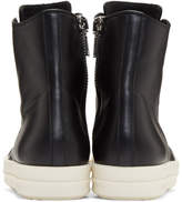 Thumbnail for your product : Rick Owens Black and Off-White Leather High-Top Sneakers