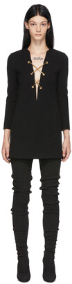 Saint Laurent Black Wool Lace-Up Dress