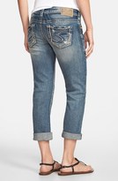 Thumbnail for your product : Silver Jeans Co. 'Suki' Curvy Fit Distressed Cuffed Capri Jeans (Indigo)