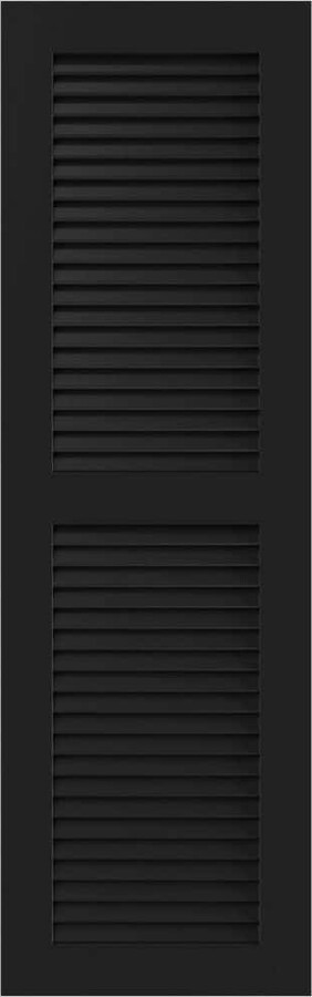 18" x 53" True Fit PVC Two Equal Louver Shutters, Black (Per Pair)