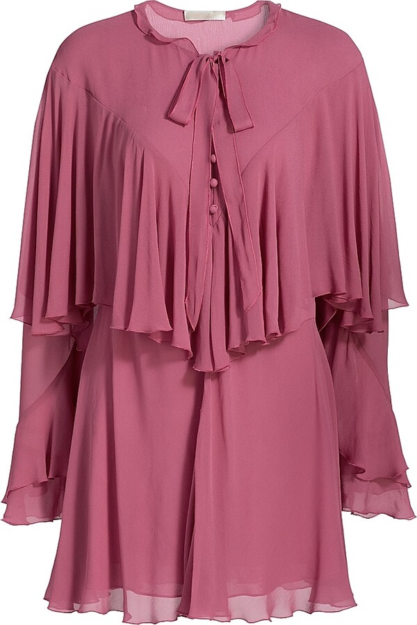 LoveShackFancy Women's Liraine Ruffled Tiered Minidress - Deep Rose - Size XS