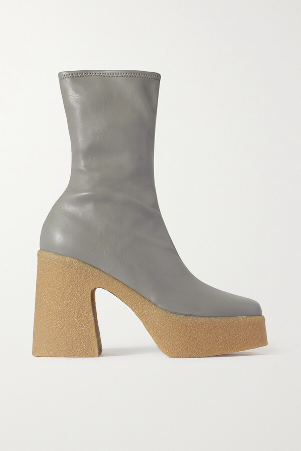 gray booties leather
