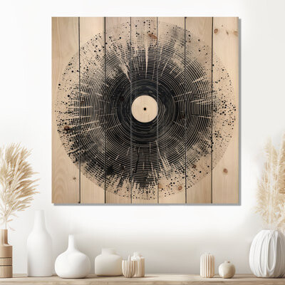 Design Art Vinyl Record Vinyl Serenade III - Fashion Wood Decor On Natural Pine Wood