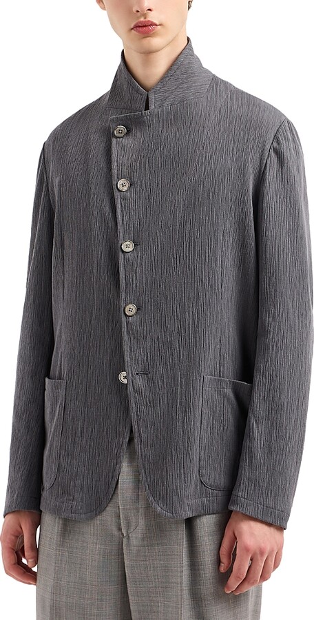 Emporio Armani Regular Fit Asymmetric Cotton Blend Blazer