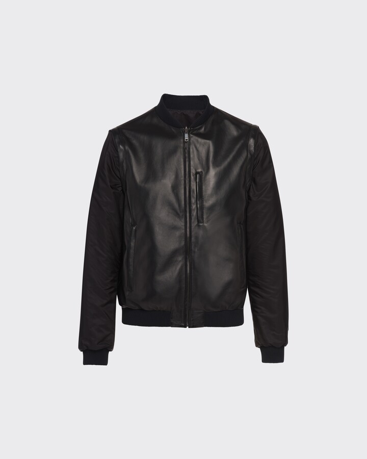 Nappa-leather bomber jacket with wing collar