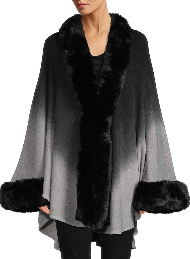 MTL by Gorski Fox Fur-Trim Embroidered Wool Cashmere Cape