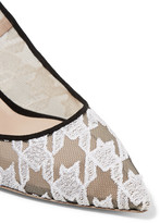 Thumbnail for your product : Nicholas Kirkwood Angie houndstooth-embroidered mesh and suede pumps