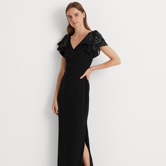 Lauren Ralph Lauren Ralph Lauren Ruffle-Cap-Sleeve Jersey Gown - Size 4