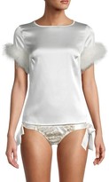 Thumbnail for your product : Gilda and Pearl Pillow Talk Ostrich Feather Silk Top