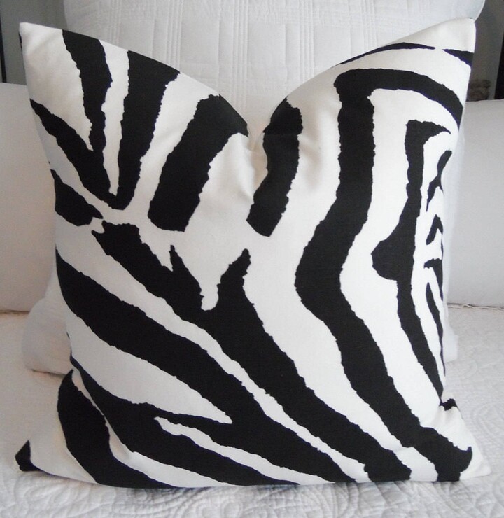Etsy Zebra Print Pillow Cover Black & White Animal Decor