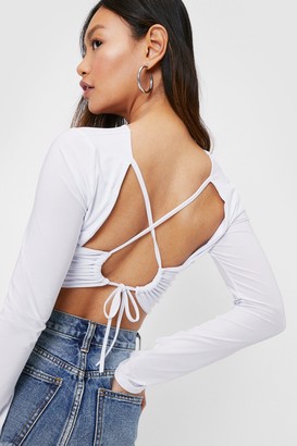 Nasty Gal Womens Petite Slinky Open Back Strappy Top