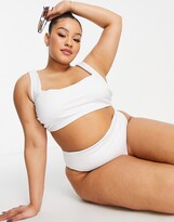 Thumbnail for your product : ASOS Curve ASOS DESIGN Curve mix and match high leg high waist bikini bottom in white