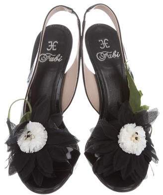 Fabi Flower-Accented Slingback Sandals