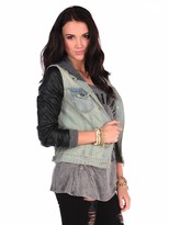 Thumbnail for your product : Vintage Havana Denim Leather Sleeves Jacket