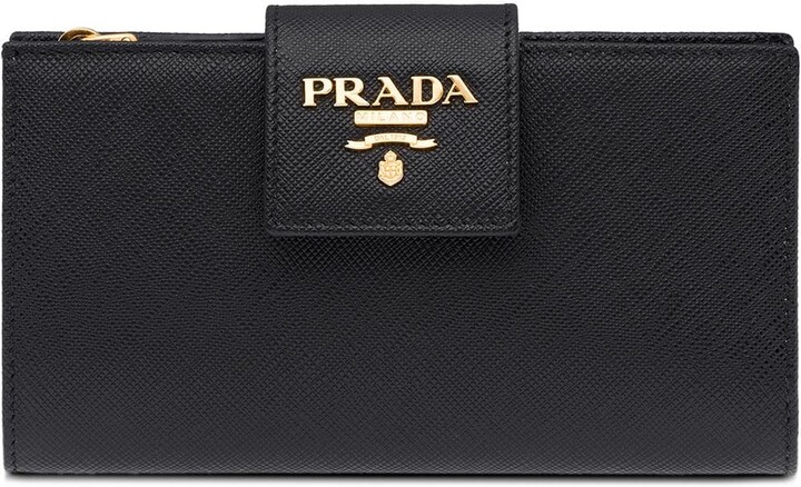 Prada Saffiano And Leather Wallet With Shoulder Strap - ShopStyle