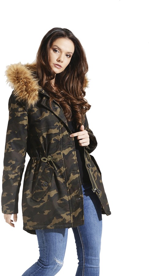 womens camo parka coats with fur hood