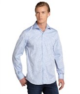 Thumbnail for your product : Report Collection blue cotton paisley tonal long sleeve button down shirt