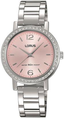Lorus Pink Sunray Dial Stainless Steel Ladies Watch