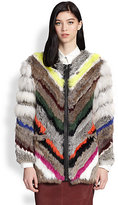 Thumbnail for your product : Elizabeth and James Terra Striped Rabbit & Coyote Fur Coat