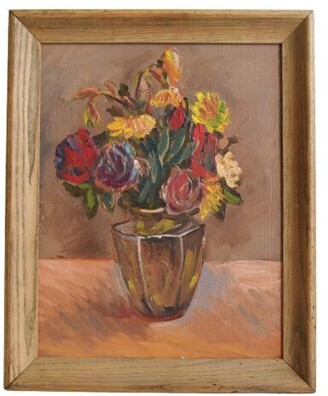 Mike Seratt of The Prized Pig Aldrin - Still Life Bouquet Flowers 1930s - Brown