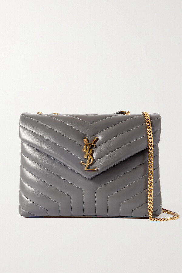 grey quilted handbag