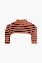 Thumbnail for your product : RED Valentino Cropped metallic striped wool-blend top