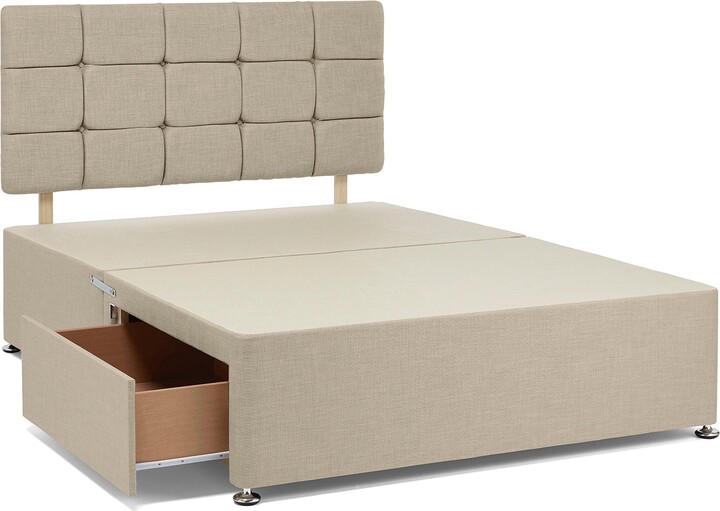 Dunelm Universal 2 Drawer Linen Divan Base with Headboard Cream ShopStyle