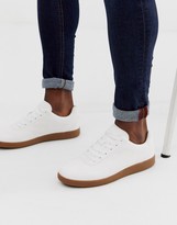 Thumbnail for your product : ASOS DESIGN lace up sneakers in white faux suede with gum sole