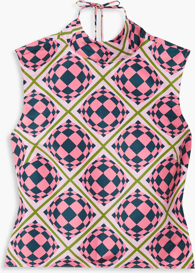 MAISIE WILEN Tied Up open-back printed shell top