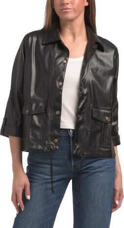 TJMAXX Niko Faux Leather Jacket For Women, Polyester/Leather