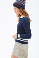 Thumbnail for your product : Forever 21 FOREVER 21+ Varsity-Striped Crew Neck Sweater
