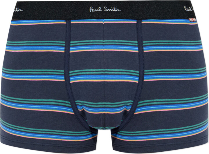 Paul Smith Cotton Boxers With A Striped Pattern  Navy - Blue