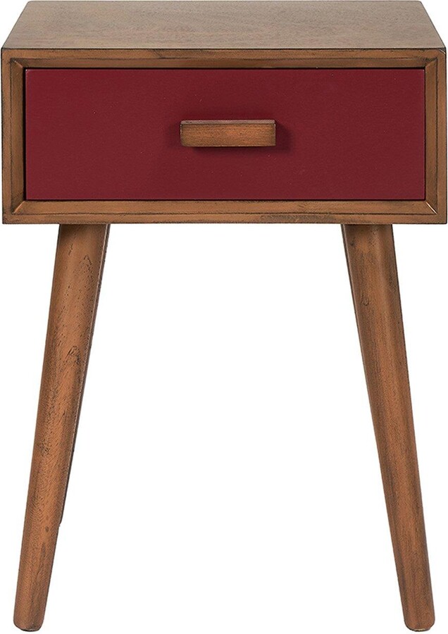 Ruma Red Pine Wood Tapered Leg 1Drawer Side Table ShopStyle