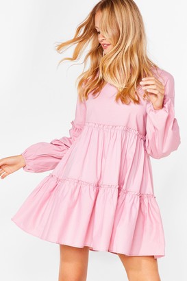 Nasty Gal Womens Long Sleeve Tiered Mini Smock Dress - Pink - 10 - ShopStyle