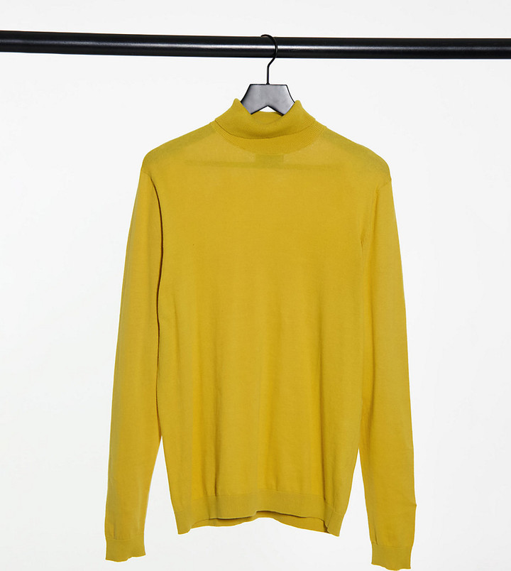 mens yellow mock turtleneck