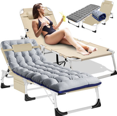 Arlmont & Co. 2Pk Face Down Tanning Chair With Face Arm Hole5-Position Adjustable Folding Lounge Chair