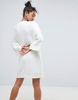 ASOS DESIGN Chunky Cable Knitted Dress with Wide Crop Sleeves