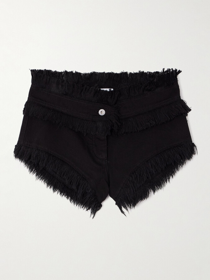 Ferragamo Frayed Denim Shorts - Black