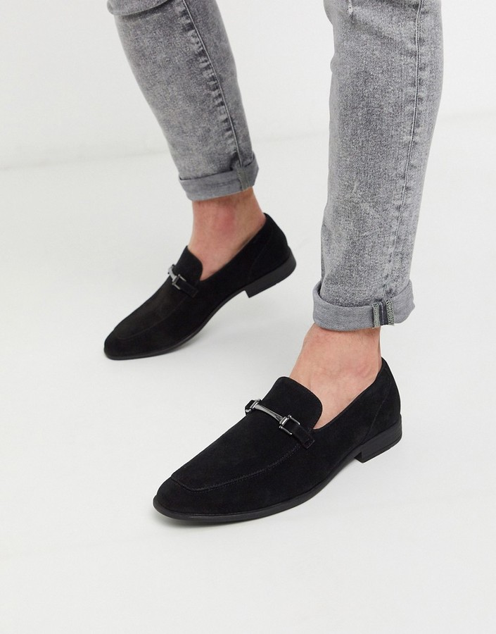 Suede black mens loafers Clearance
