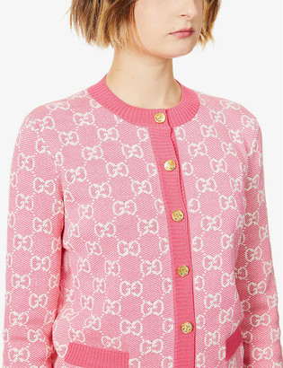 Gucci Monogrammed wool and cotton-blend knitted cardigan