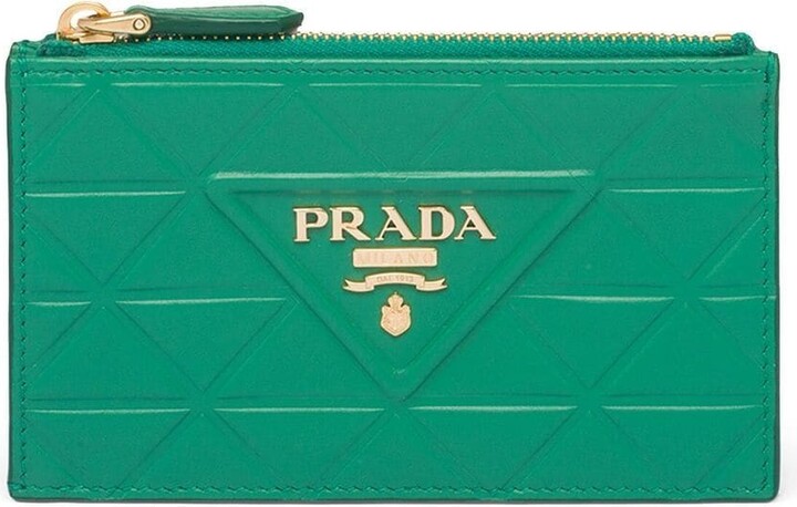 Prada Triangle-Embossed Logo-Plaque Cardholder - ShopStyle
