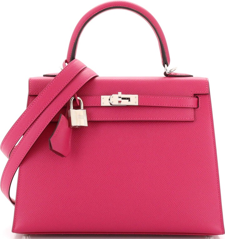 Hermes Kelly Handbag Rose Pourpre Epsom with Palladium Hardware 25 -  ShopStyle Satchels & Top Handle Bags